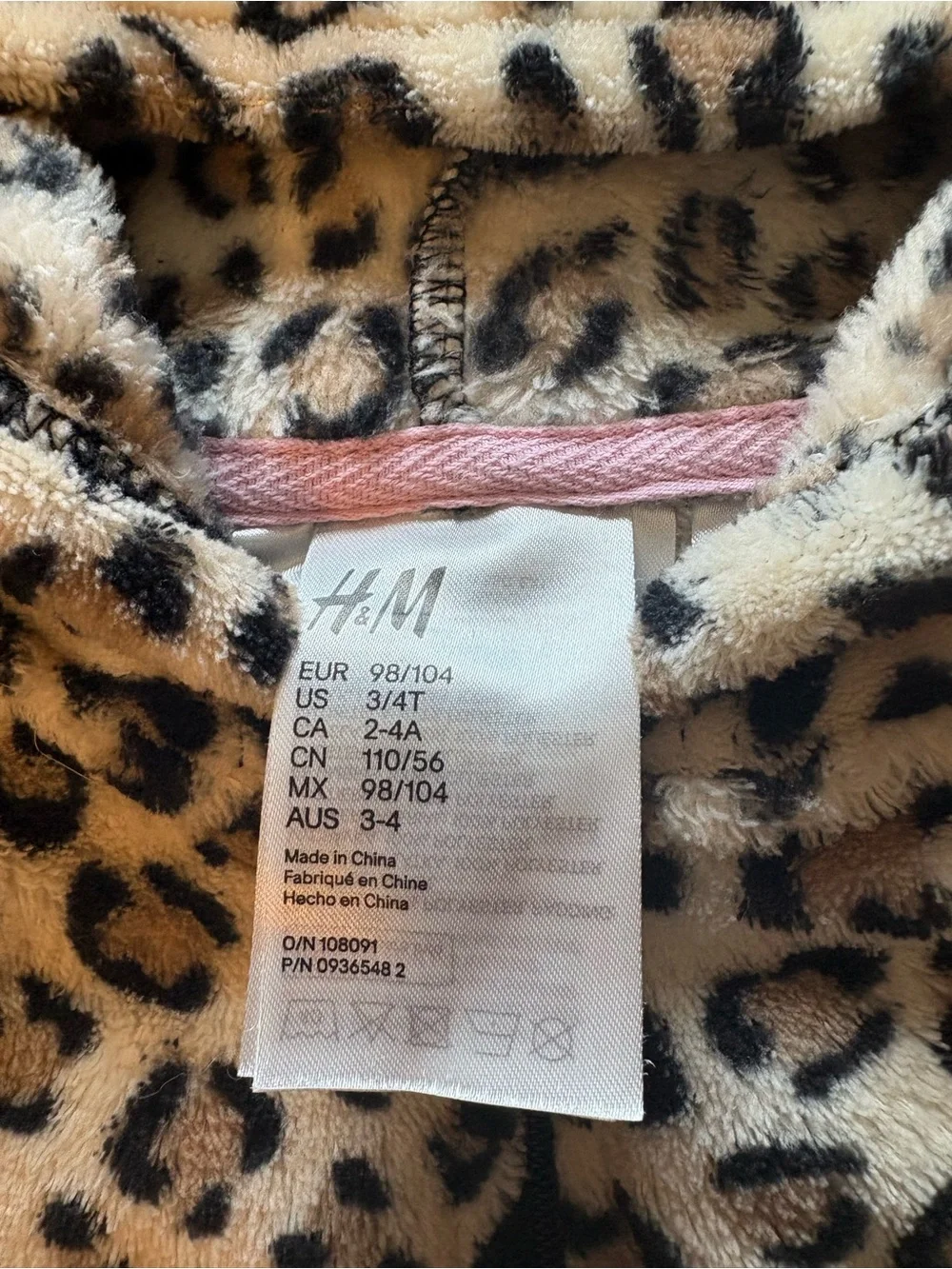 Leopard Print Hooded Kids Pajamas/costume - Pink & Black Accents